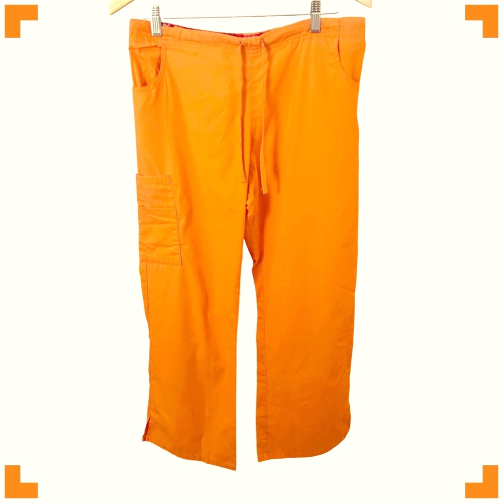 Dickies Orange Medical Scrub Cargo Pants Medium‎ Petite 86206P Drawstring Waist